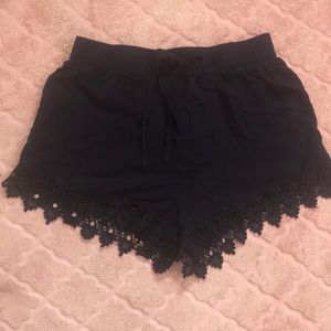 Blue lace trim shorts